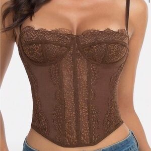 Elegant Brown Lace corset
